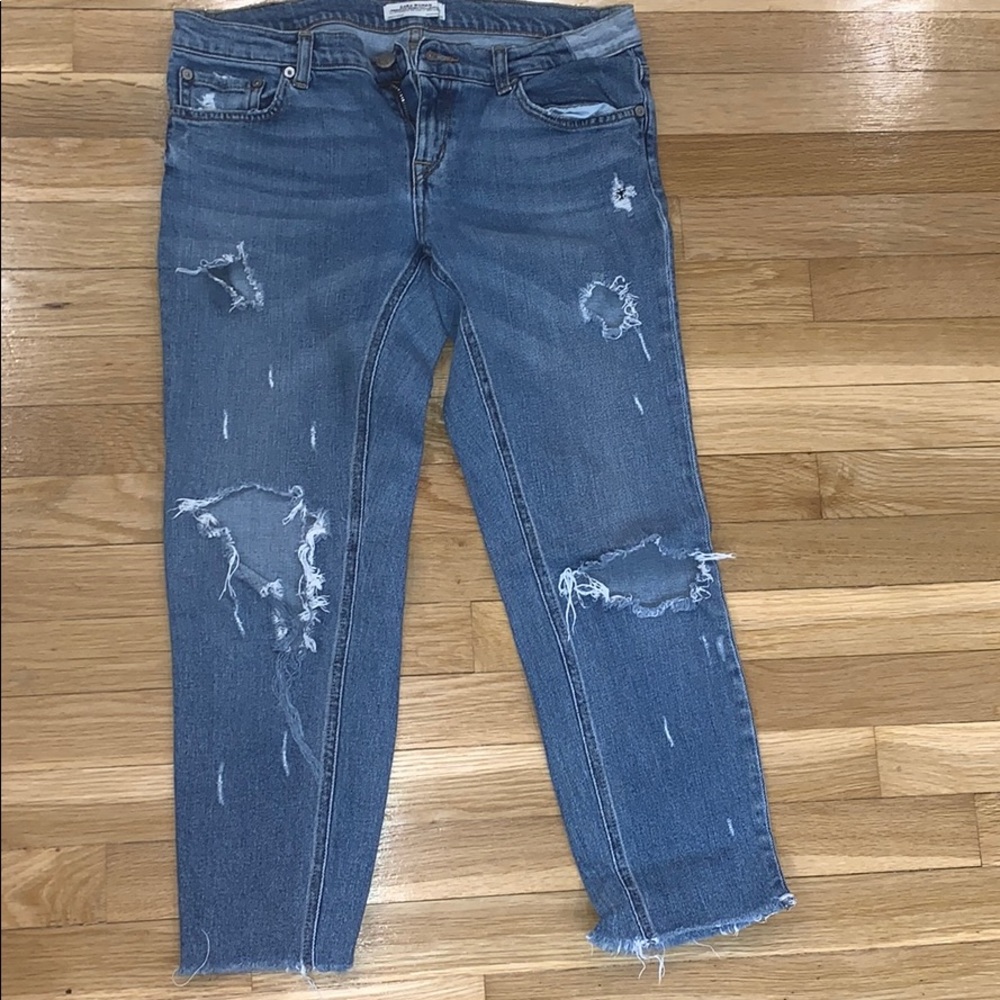 Zara women denim cropped stretch skinny jeans 26